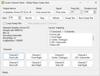 Audio channel test utility