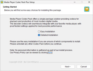 Installer welcome screen