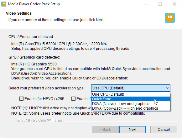 mpeg-4 avc codec Windows Ansage Player